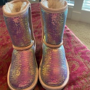 Childrens Pink Sequined UGG boots